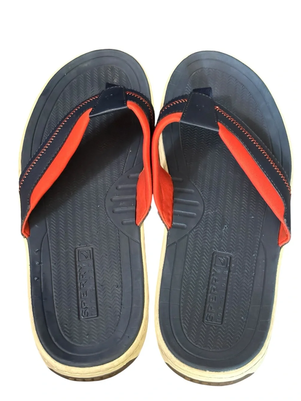 Sperry Men's Havasu Sport Sandal Navy & Orange Leather Upper size 12